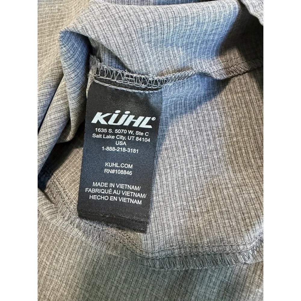 Kuhl Shirt Mens Medium Gray Short Sleeve Button Pocket Optimizr tapered wick upf - Picture 11 of 11
